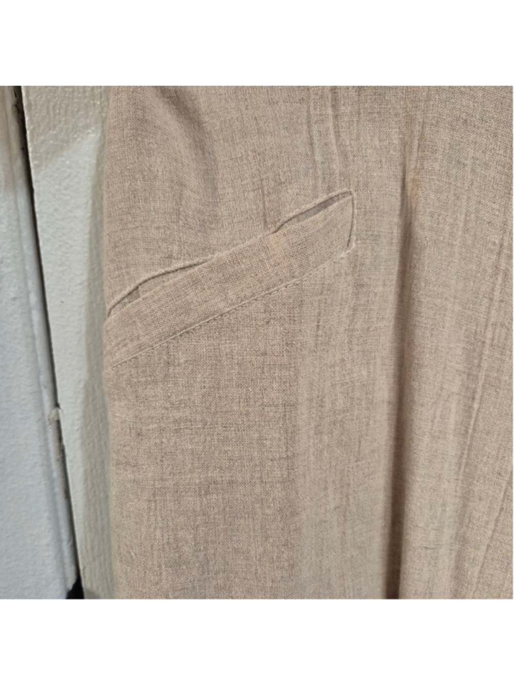 Women's vtg AKA Los Angeles Beige Linen Blend Sleeveless Wrap Maxi Dress XL - Picture 6 of 11